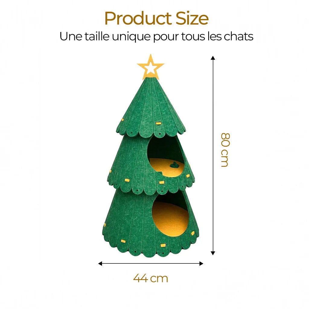 Maison sapin de Noël pour chat