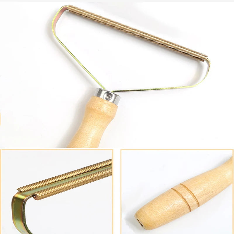 Brosse anti-poils en bois pour textiles